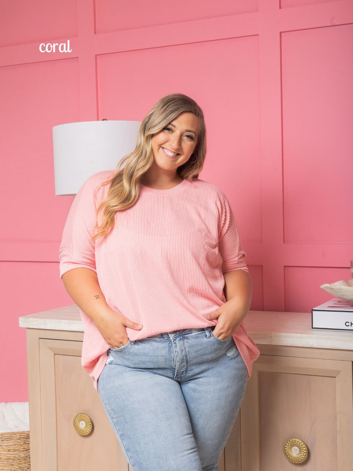 Women's Raised Rib Design Oversized Dolman Top