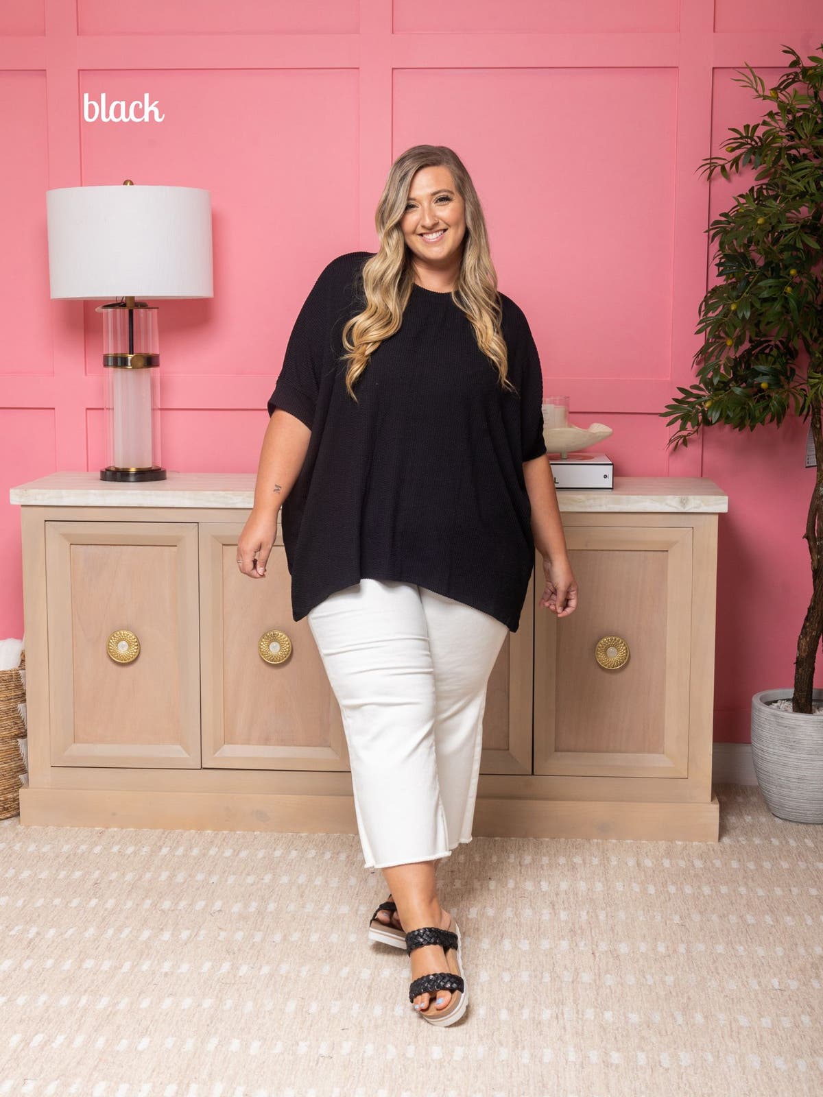 Women's Raised Rib Design Oversized Dolman Top