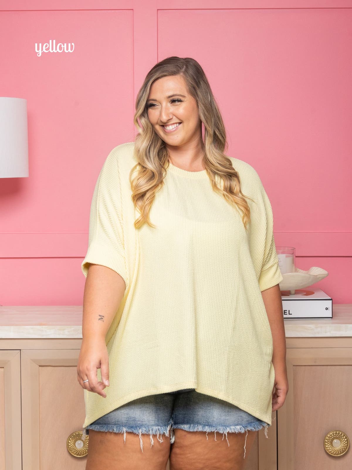 Women's Raised Rib Design Oversized Dolman Top