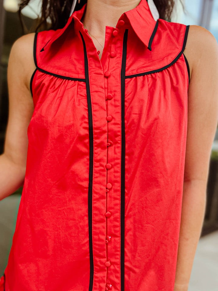 HOT SALE 🏈Game Day Sleeveless Contrast Collared Mini Dress