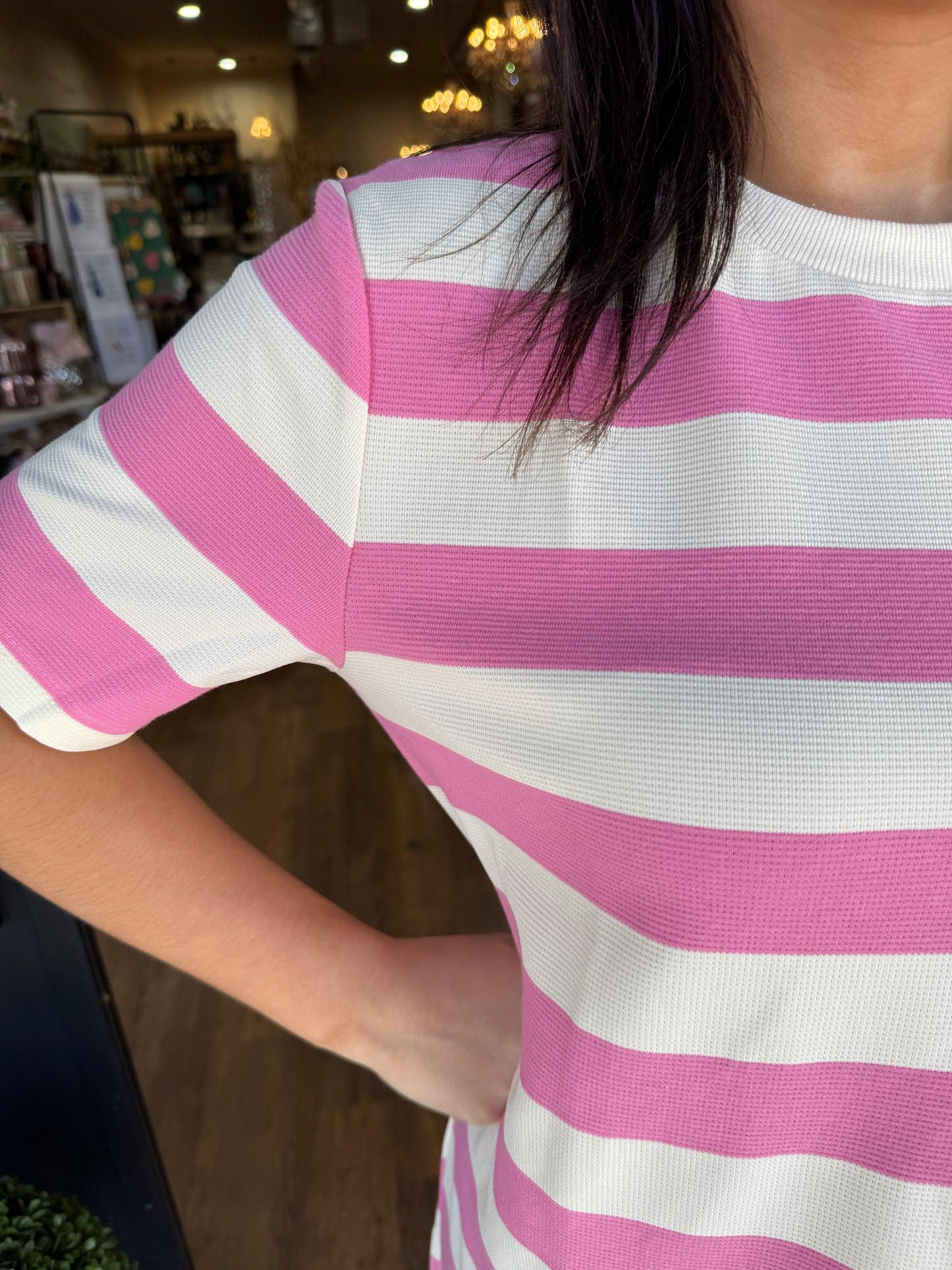 Women's short sleeve striped slit dress(Buy 2 Free Shipping)