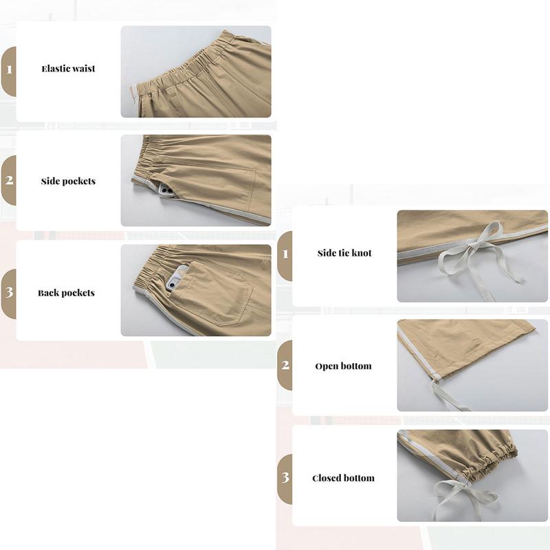 Women's Parachute Pants Elastic High Waist Full Twist Hiking Cargo Pants