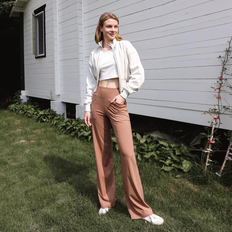 High Waisted Loose Wide Leg Yoga Pants   Lounge Casual Work Pants
