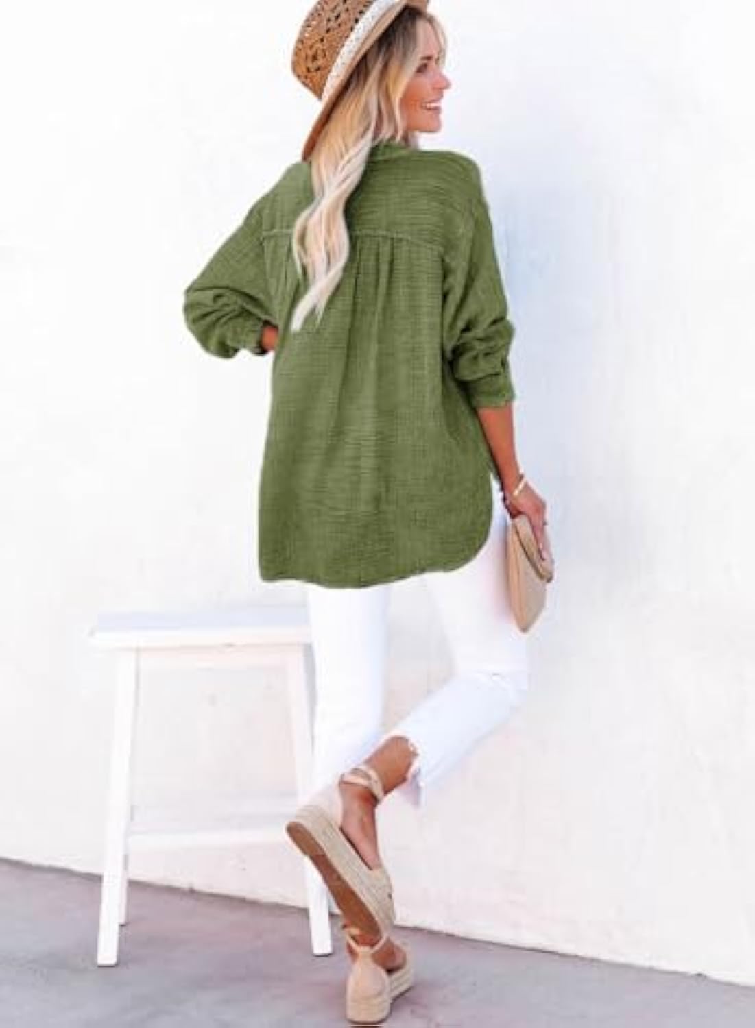 Womens Casual Button V Neck Oversized Shirts (BUY 2 FREE SHIPPING)