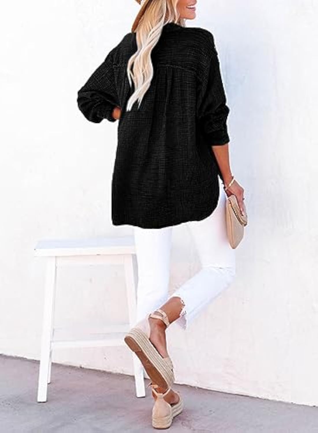 Womens Casual Button V Neck Oversized Shirts (BUY 2 FREE SHIPPING)