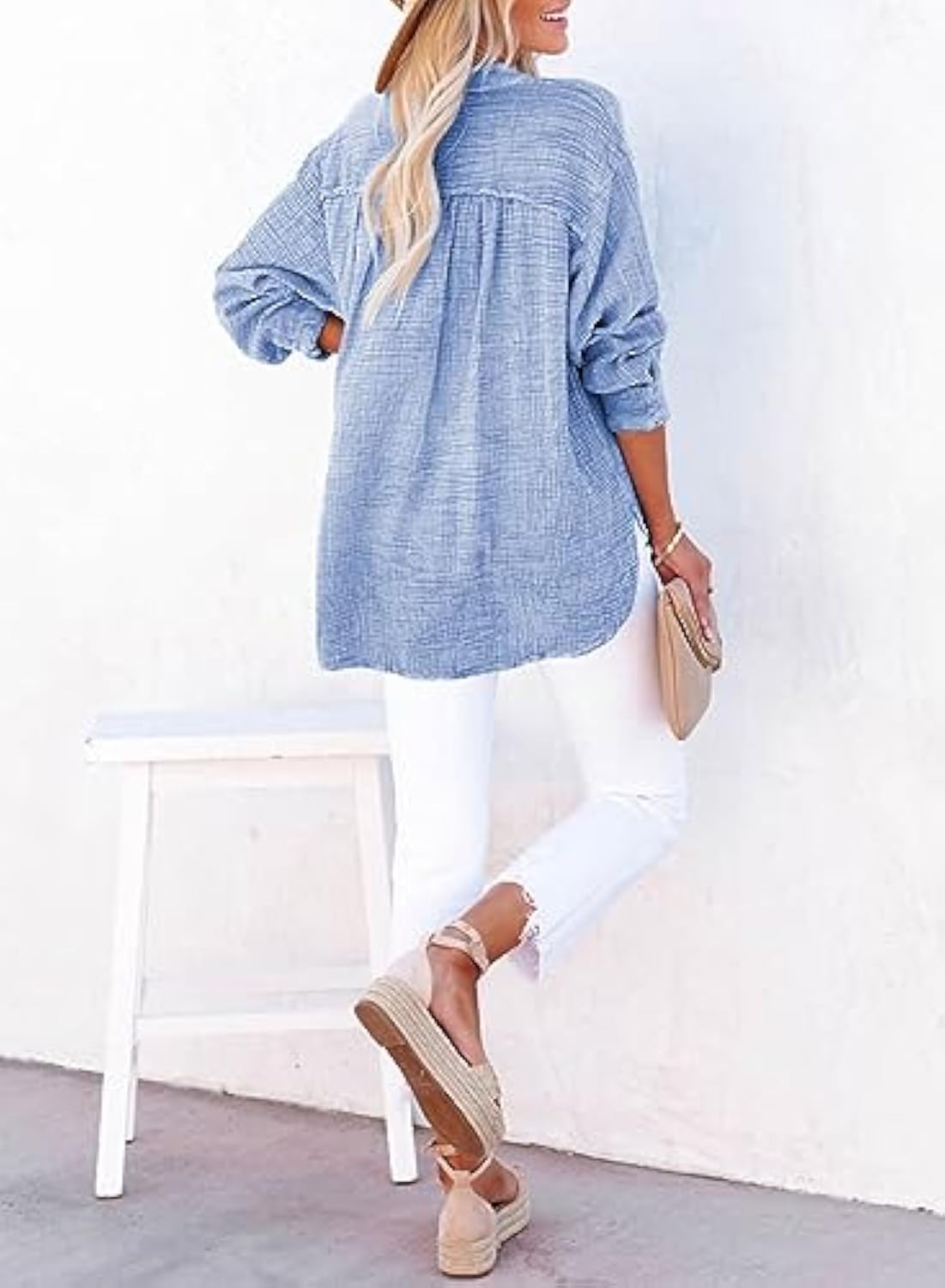 Womens Casual Button V Neck Oversized Shirts (BUY 2 FREE SHIPPING)
