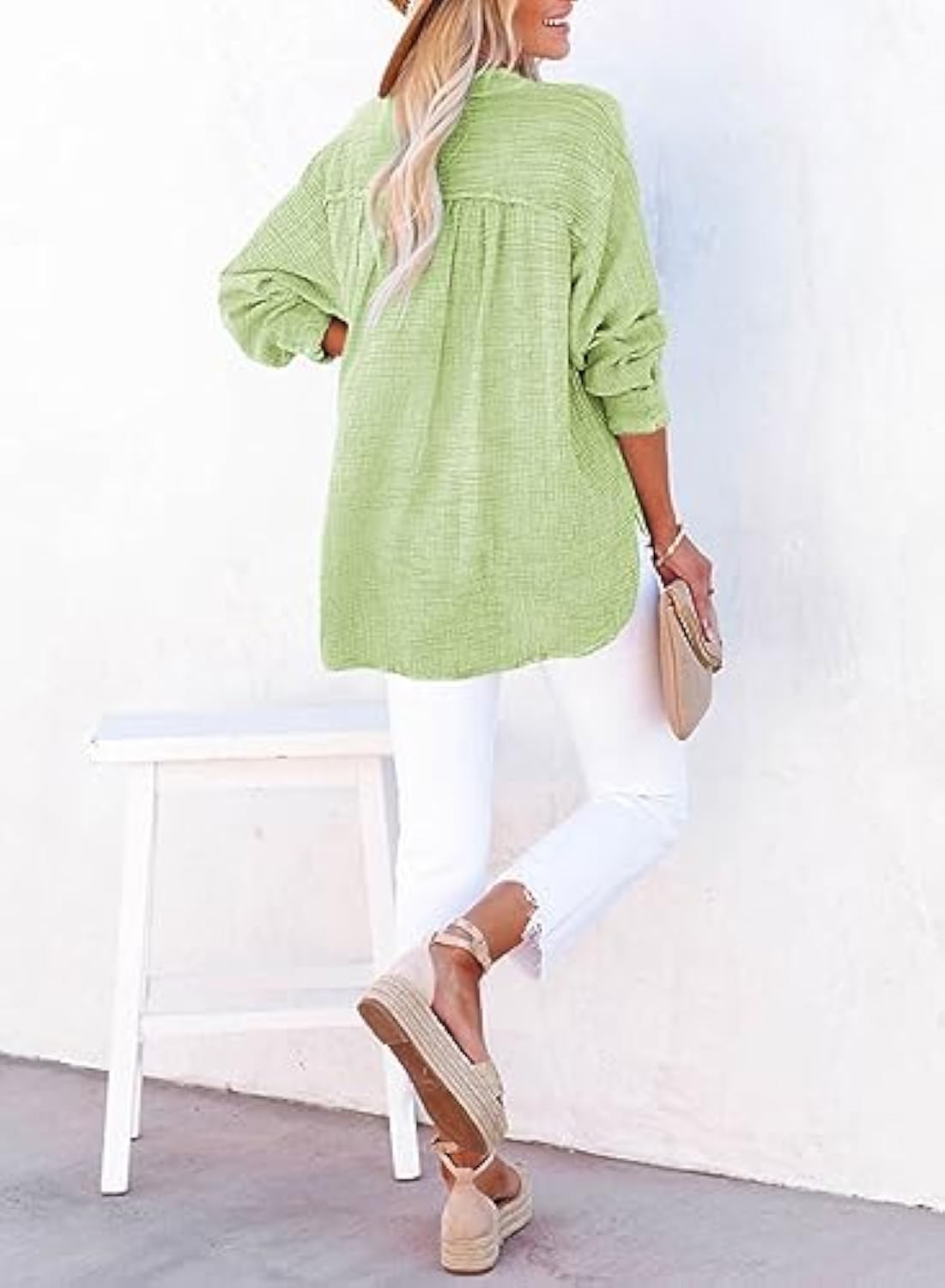 Womens Casual Button V Neck Oversized Shirts (BUY 2 FREE SHIPPING)