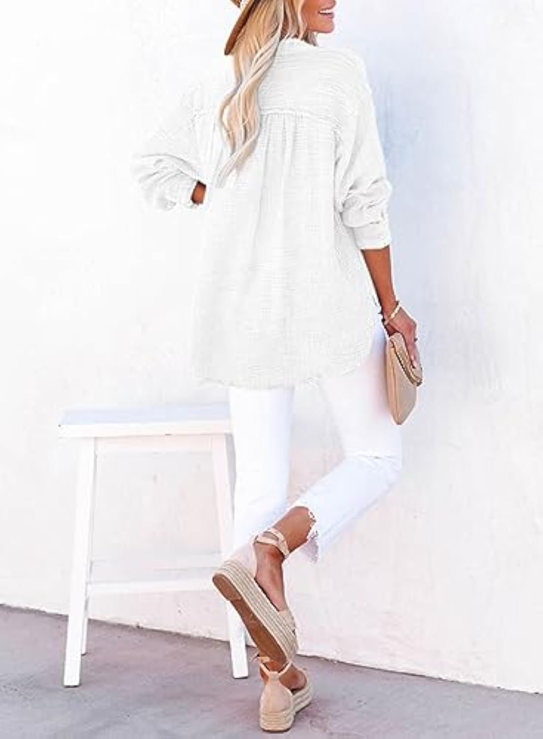 Womens Casual Button V Neck Oversized Shirts (BUY 2 FREE SHIPPING)
