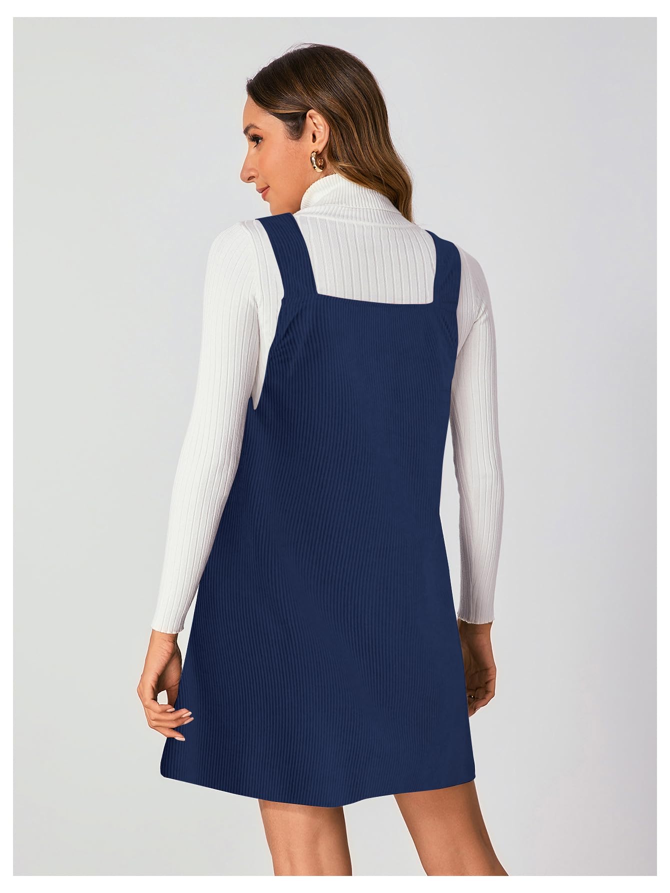 WomenS V Neck Corduroy Pinafore Overall Mini Dress