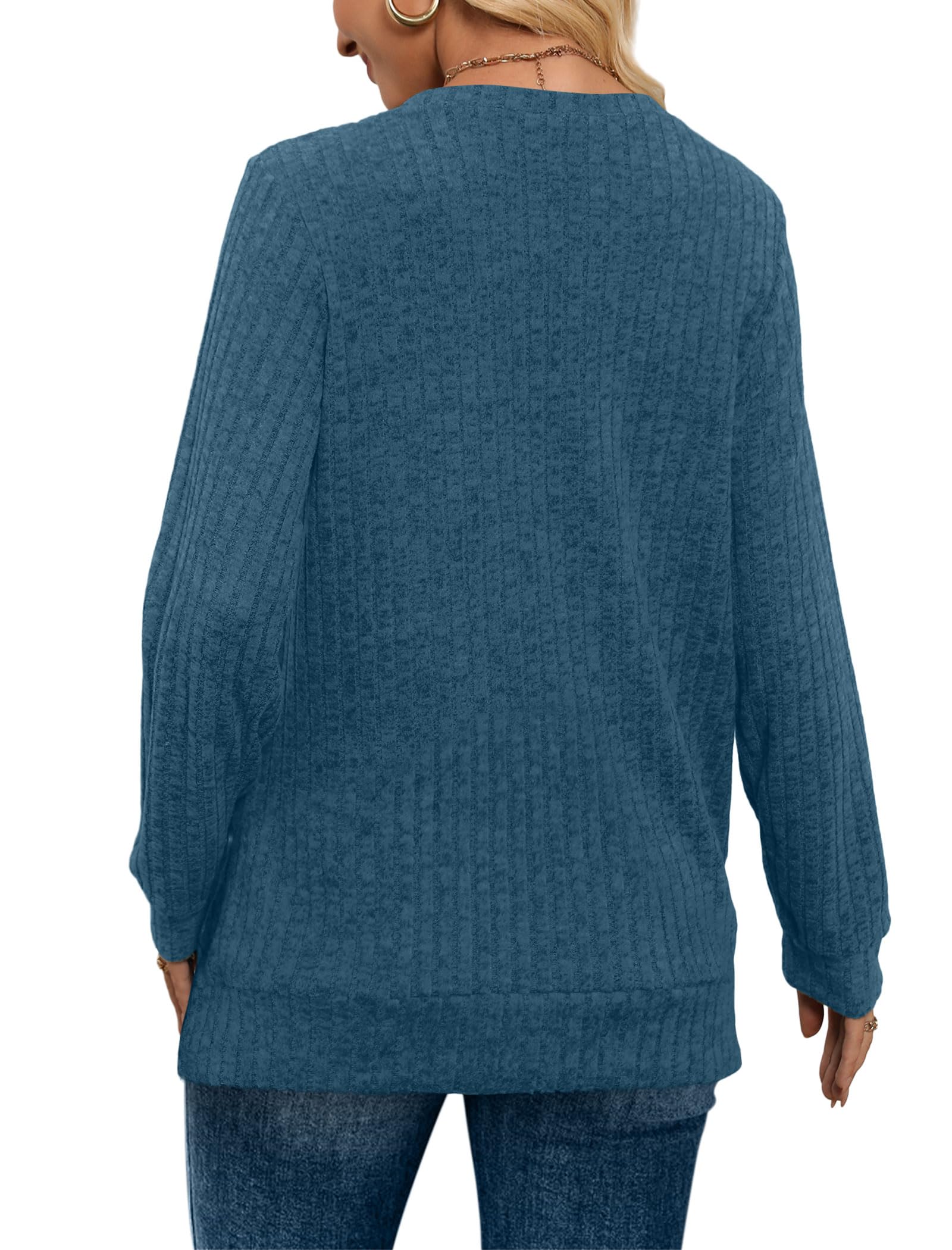 Women's Casual Fall V Neck Lightweight Tunic Sweaters 