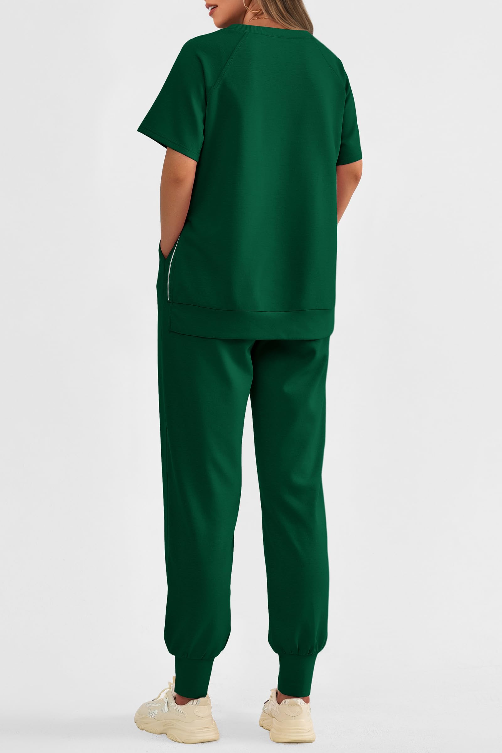 Women's Casual Short Sleeve Tops High Waisted Sweatpants Set