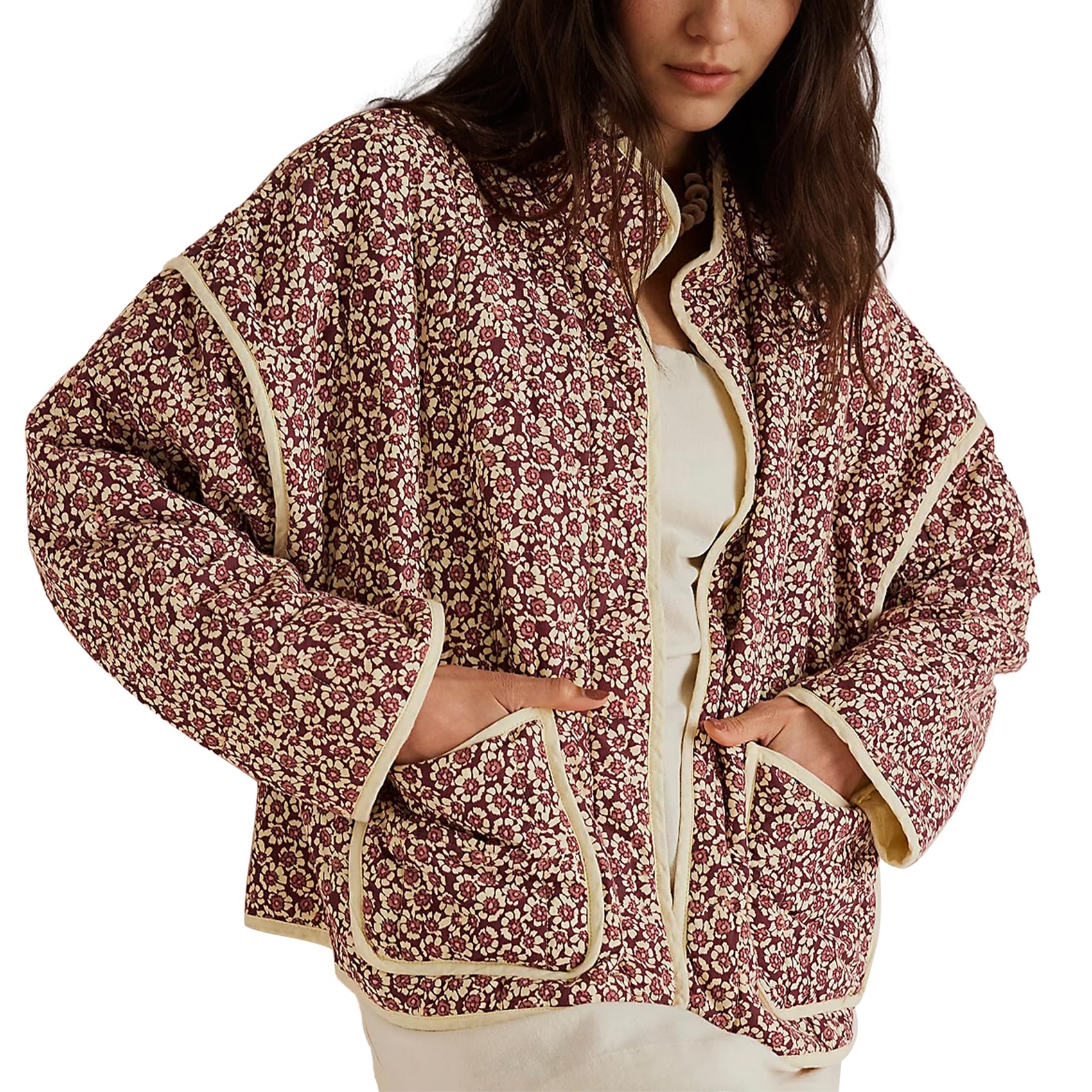Women's  Floral Print Quilted Puffer Jackets 