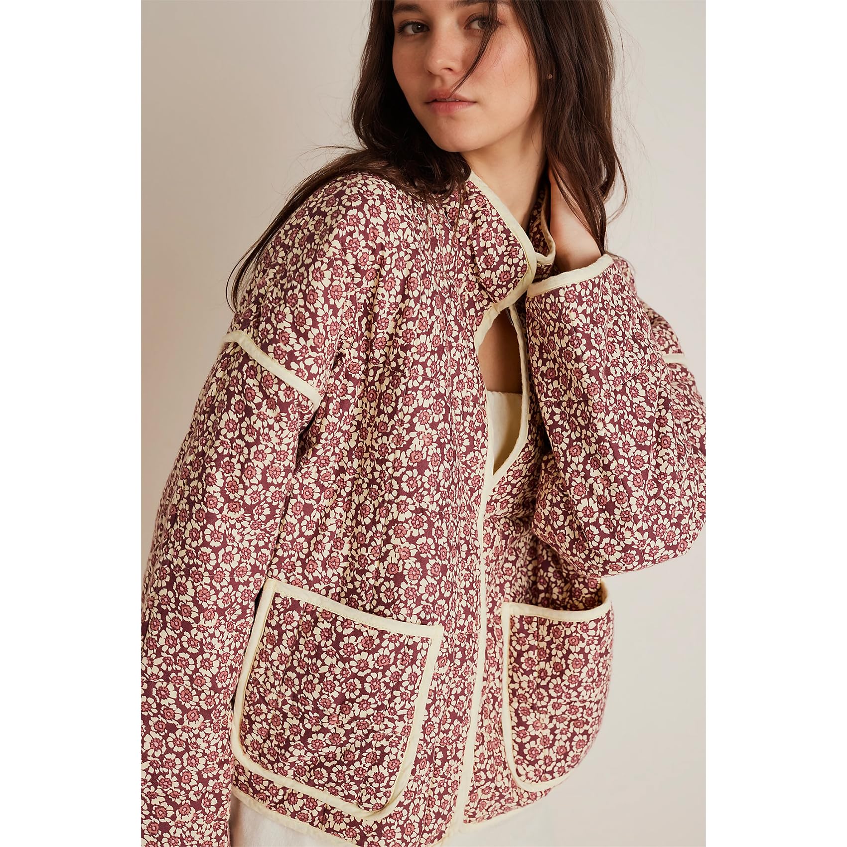 Women's  Floral Print Quilted Puffer Jackets 
