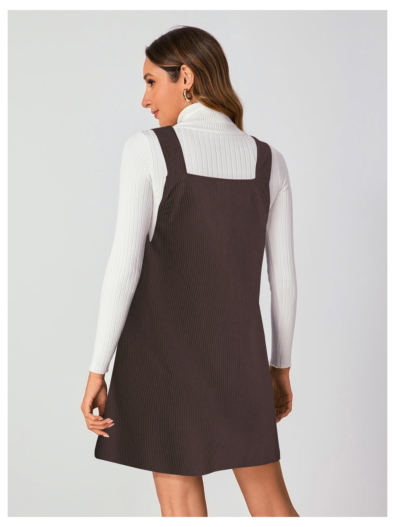 WomenS V Neck Corduroy Pinafore Overall Mini Dress