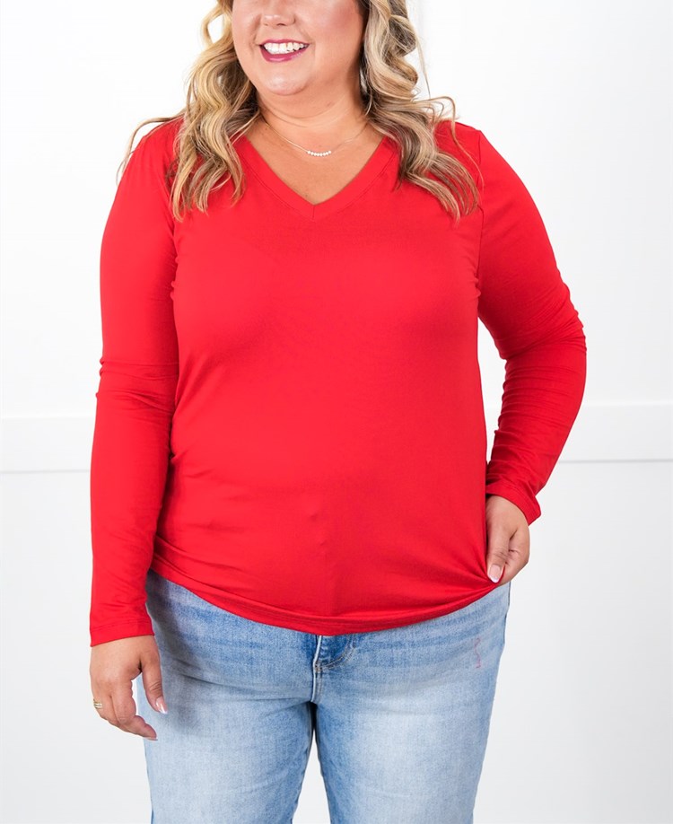 Microfiber Long Sleeve V-Neck Tee (Multiple Colors)