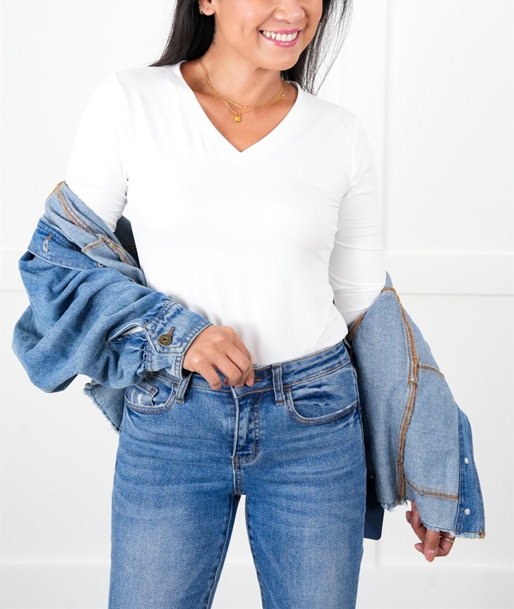 Microfiber Long Sleeve V-Neck Tee (Multiple Colors)