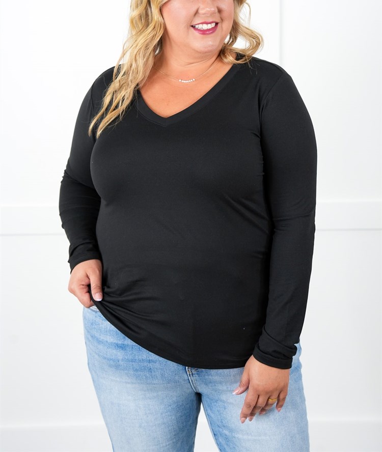 Microfiber Long Sleeve V-Neck Tee (Multiple Colors)