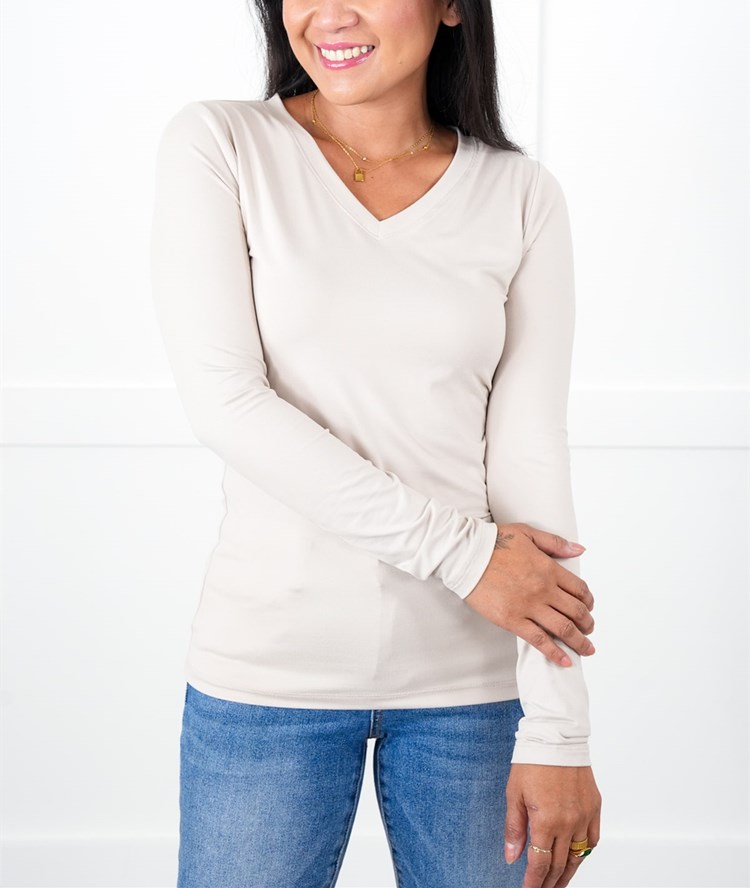 Microfiber Long Sleeve V-Neck Tee (Multiple Colors)