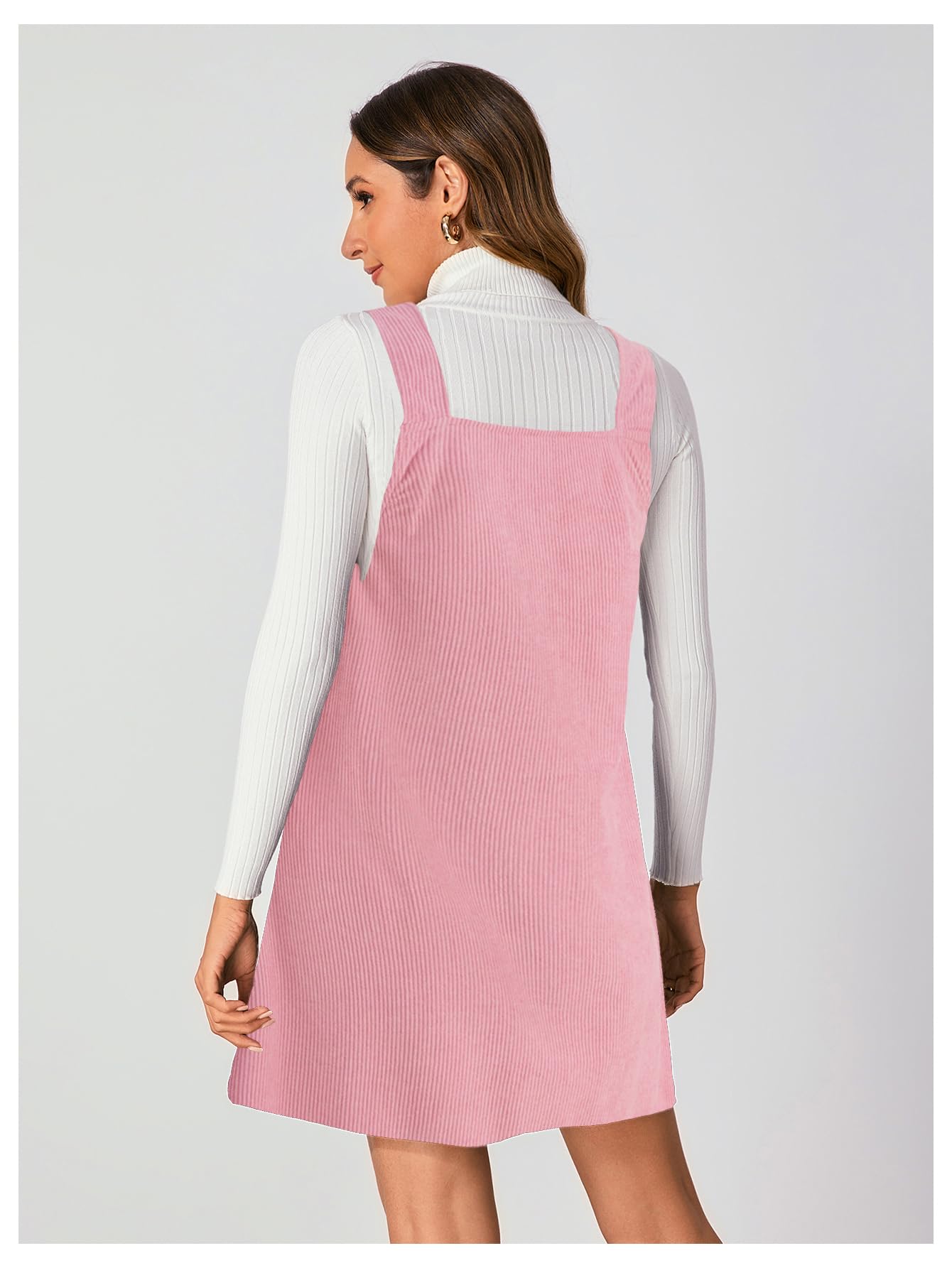 WomenS V Neck Corduroy Pinafore Overall Mini Dress