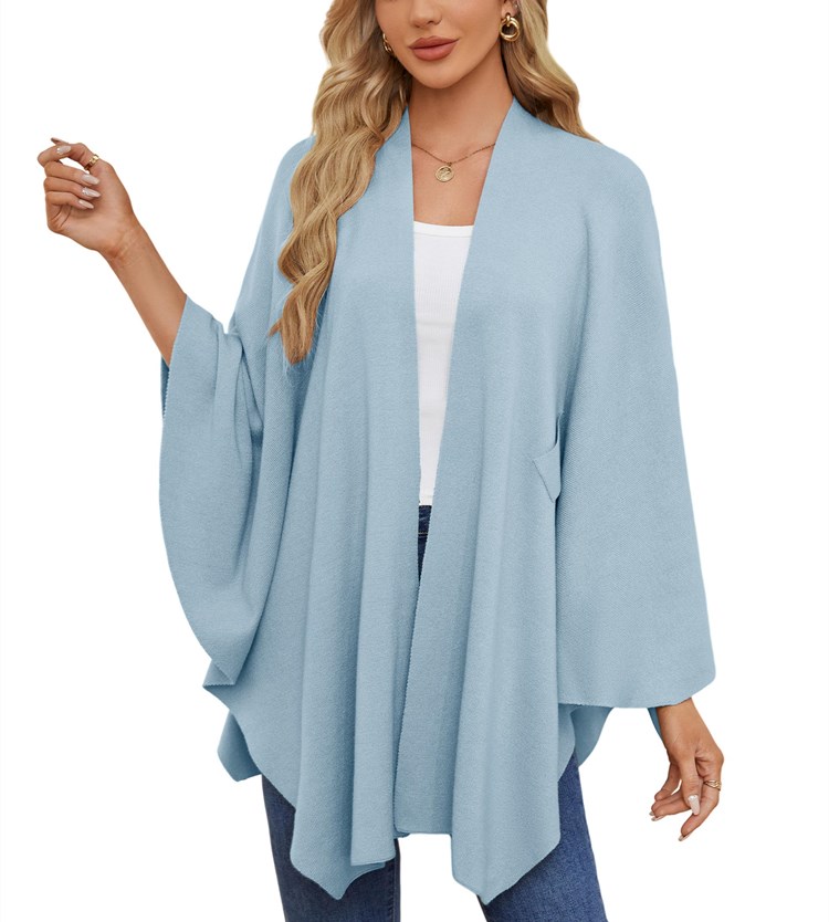 Women's Elegant Shawl Wraps Soft Open Front Poncho Sweater