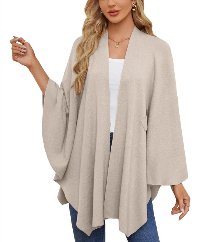 Women's Elegant Shawl Wraps Soft Open Front Poncho Sweater