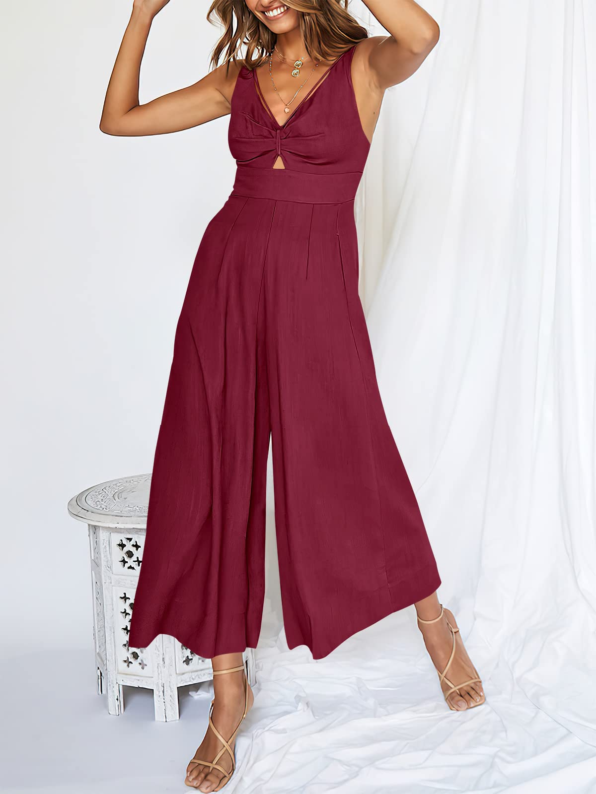 V Neck Cutout High-Waist Rompers (Buy 2 free shipping)-hivebabe.com