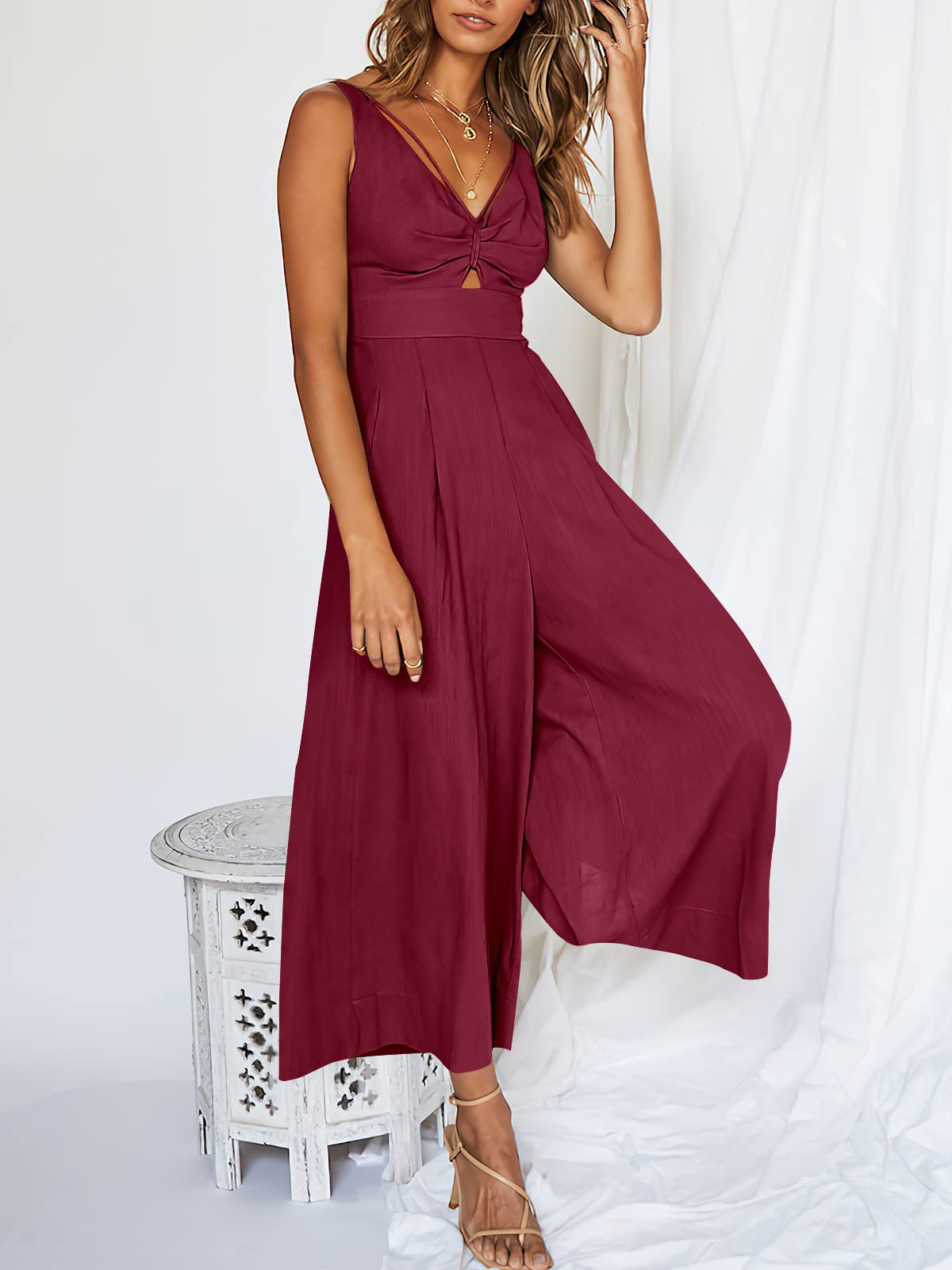 V Neck Cutout High-Waist Rompers (Buy 2 free shipping)-hivebabe.com
