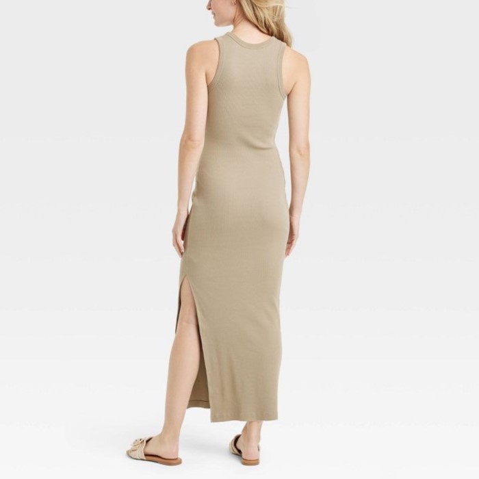 Women's Knitted Maxi Slim Fit Slit Tank Dress
