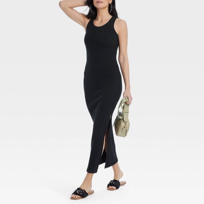 Women's Knitted Maxi Slim Fit Slit Tank Dress