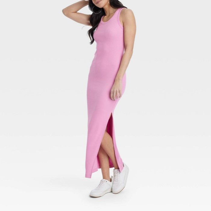 Women's Knitted Maxi Slim Fit Slit Tank Dress