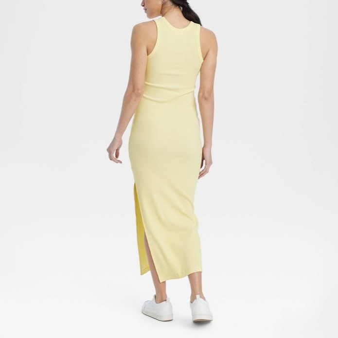 Women's Knitted Maxi Slim Fit Slit Tank Dress