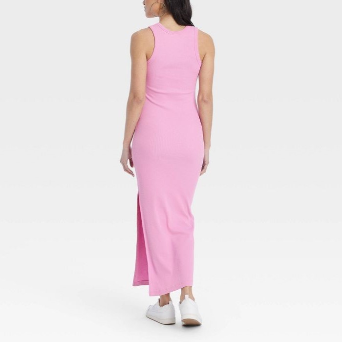 Women's Knitted Maxi Slim Fit Slit Tank Dress