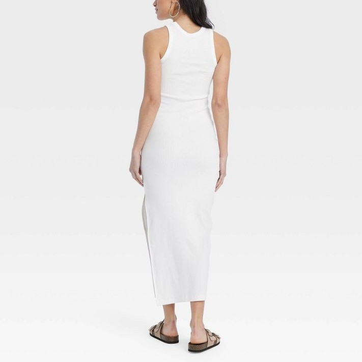 Women's Knitted Maxi Slim Fit Slit Tank Dress