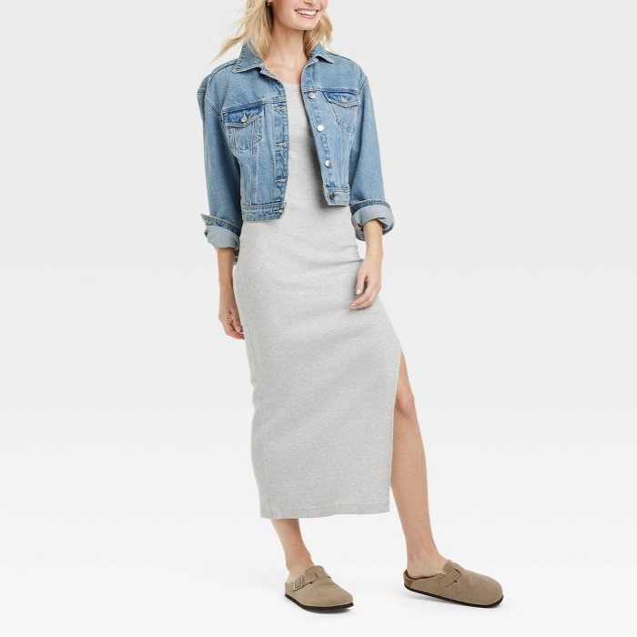 Women's Knitted Maxi Slim Fit Slit Tank Dress