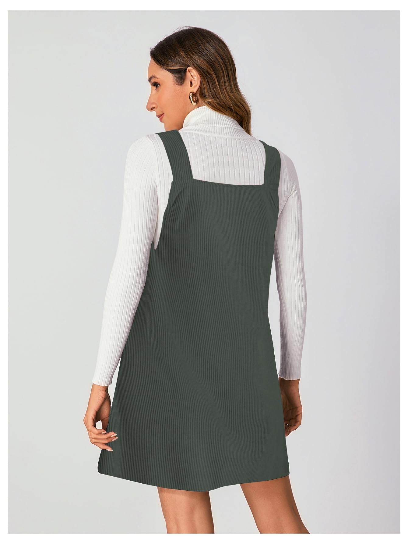 WomenS V Neck Corduroy Pinafore Overall Mini Dress