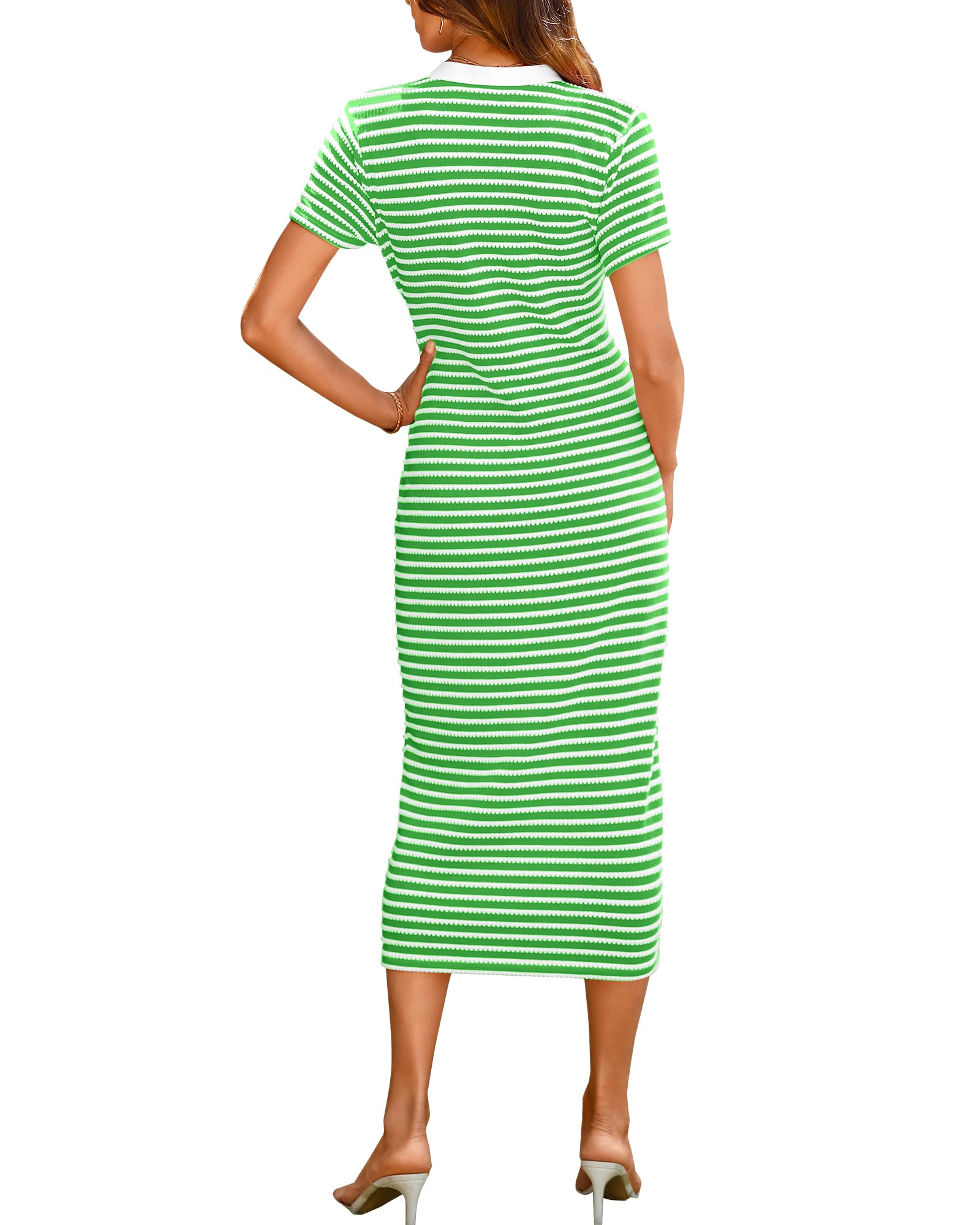 Women  Short Sleeve Striped  Midi Dresses ✨Buy 2 Free Shipping