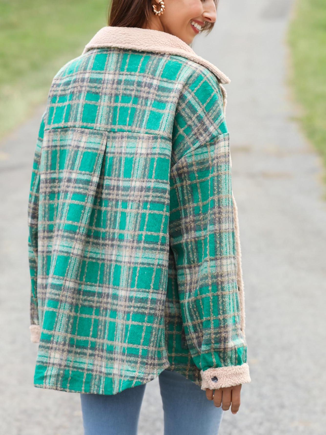 Womens Plaid Casual Long Sleeve Button Down  Fall Winter Coats（Buy 2 10% off）