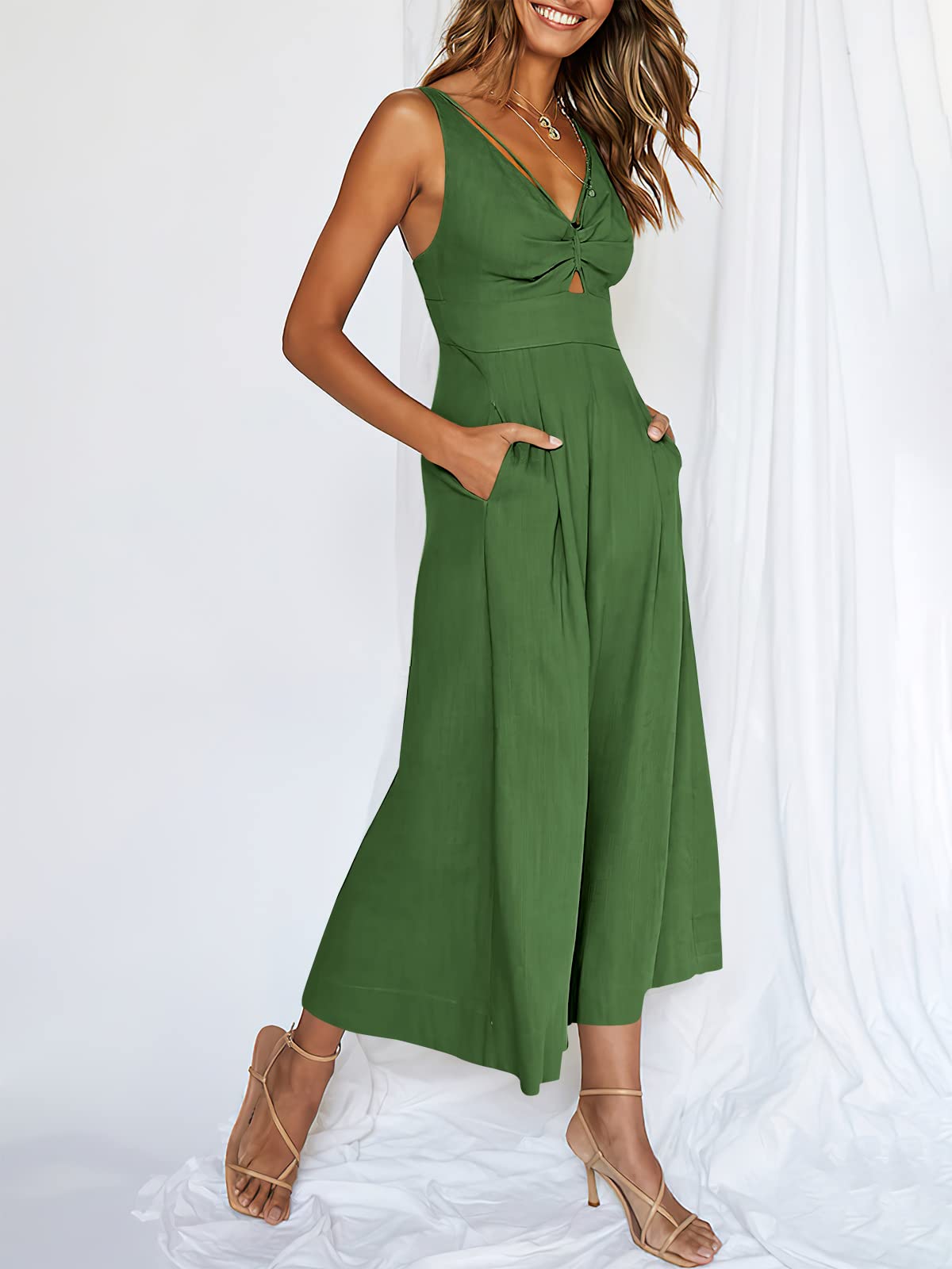 V Neck Cutout High-Waist Rompers (Buy 2 free shipping)-hivebabe.com