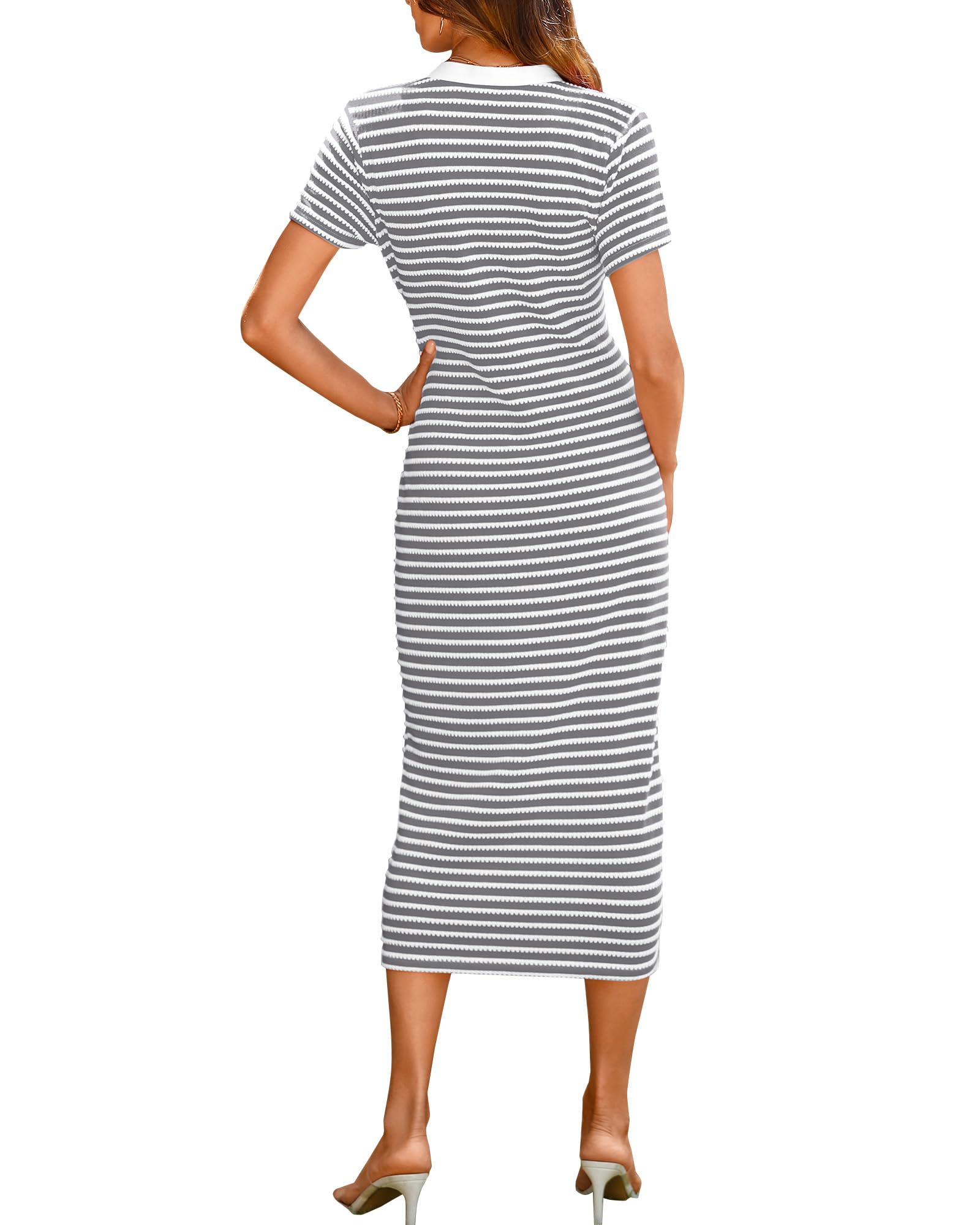 Women  Short Sleeve Striped  Midi Dresses ✨Buy 2 Free Shipping
