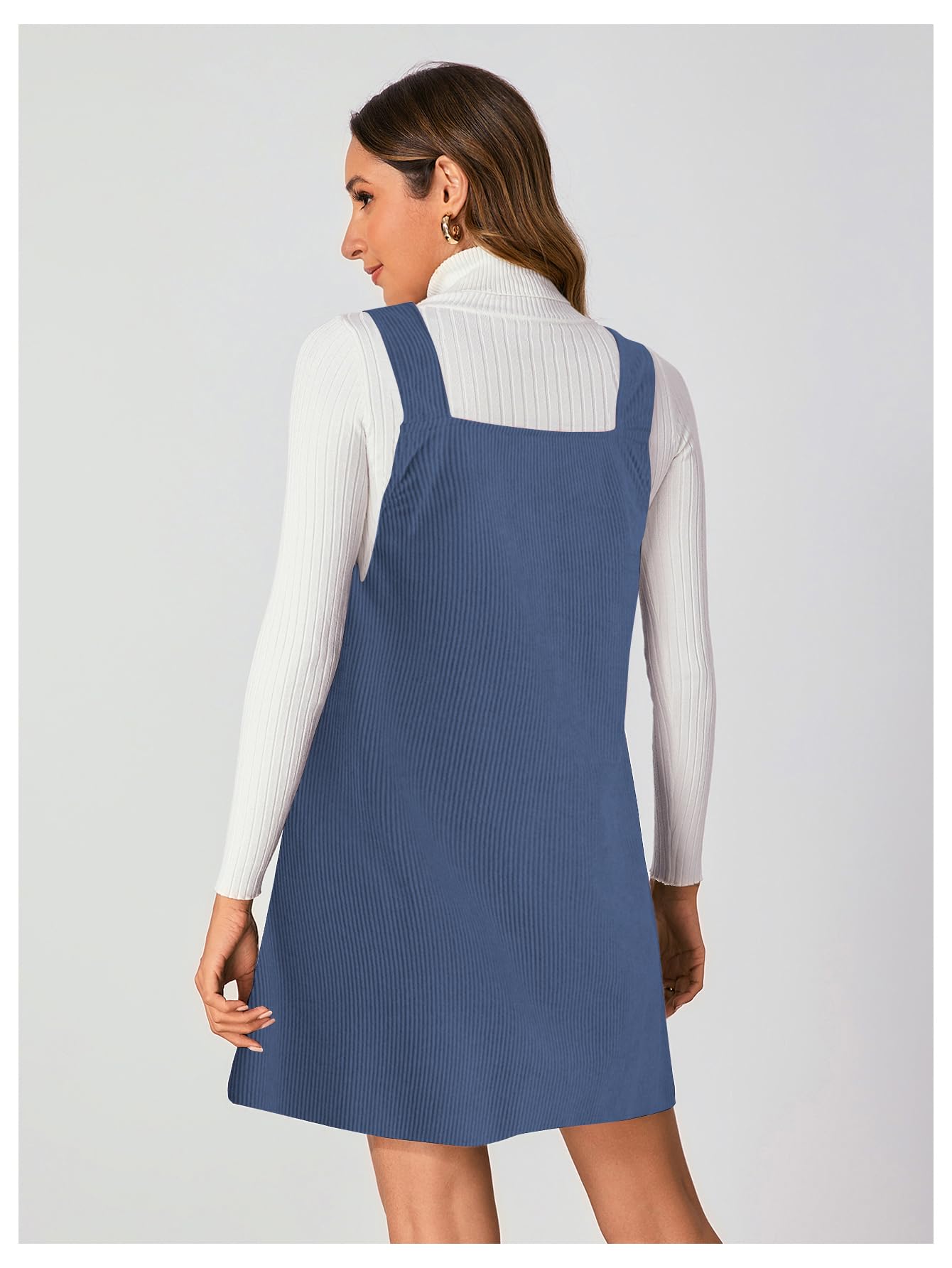 WomenS V Neck Corduroy Pinafore Overall Mini Dress