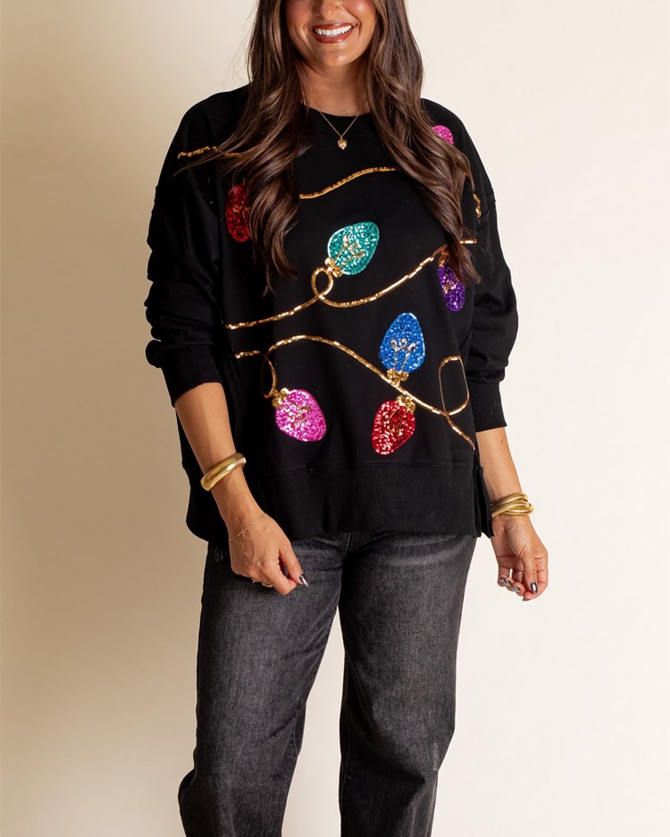 Christmas Lights Sequin Sweatshirt