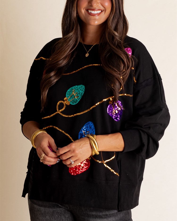 Christmas Lights Sequin Sweatshirt