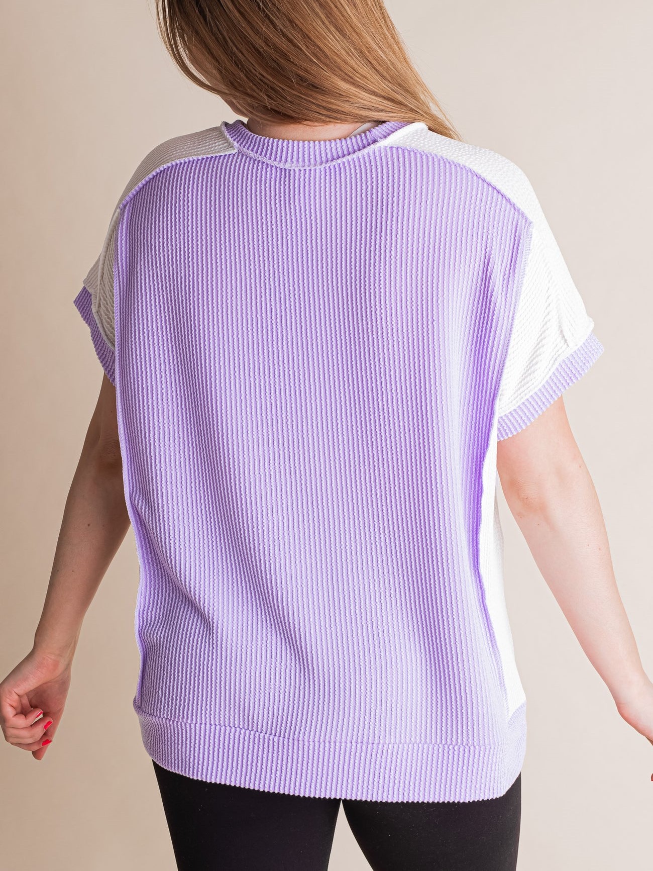 Ribbed Stitching Color Block Tee