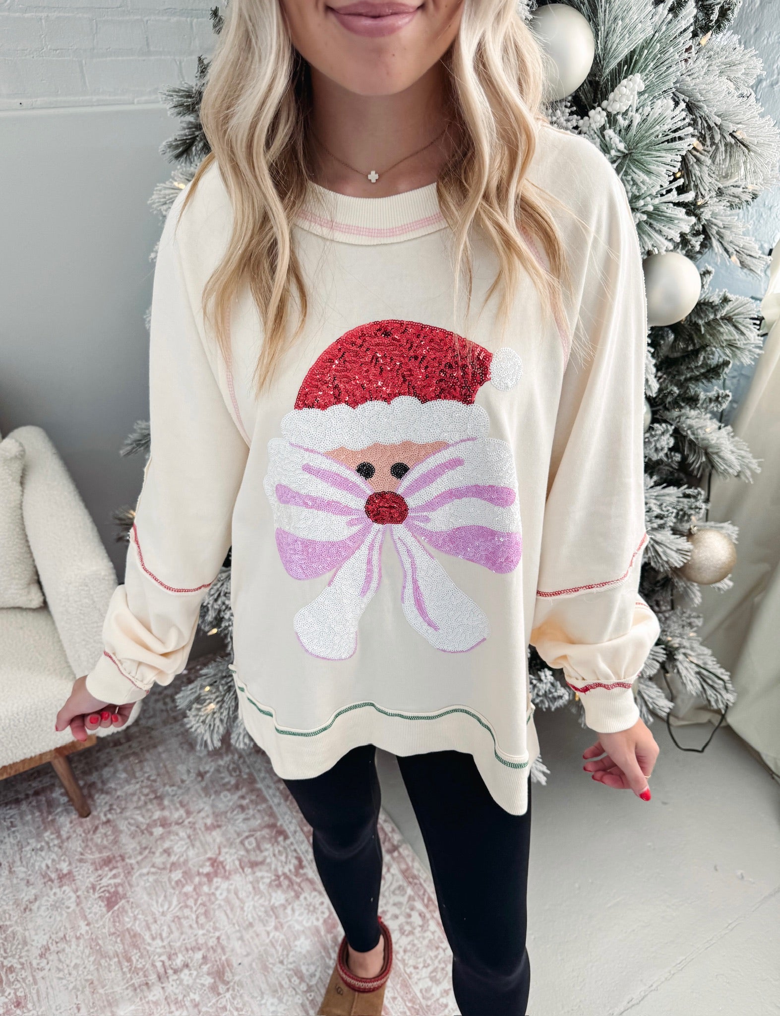 2024 Women's Santa Bow Sequin Pullover (Buy 2 Free Shipping)