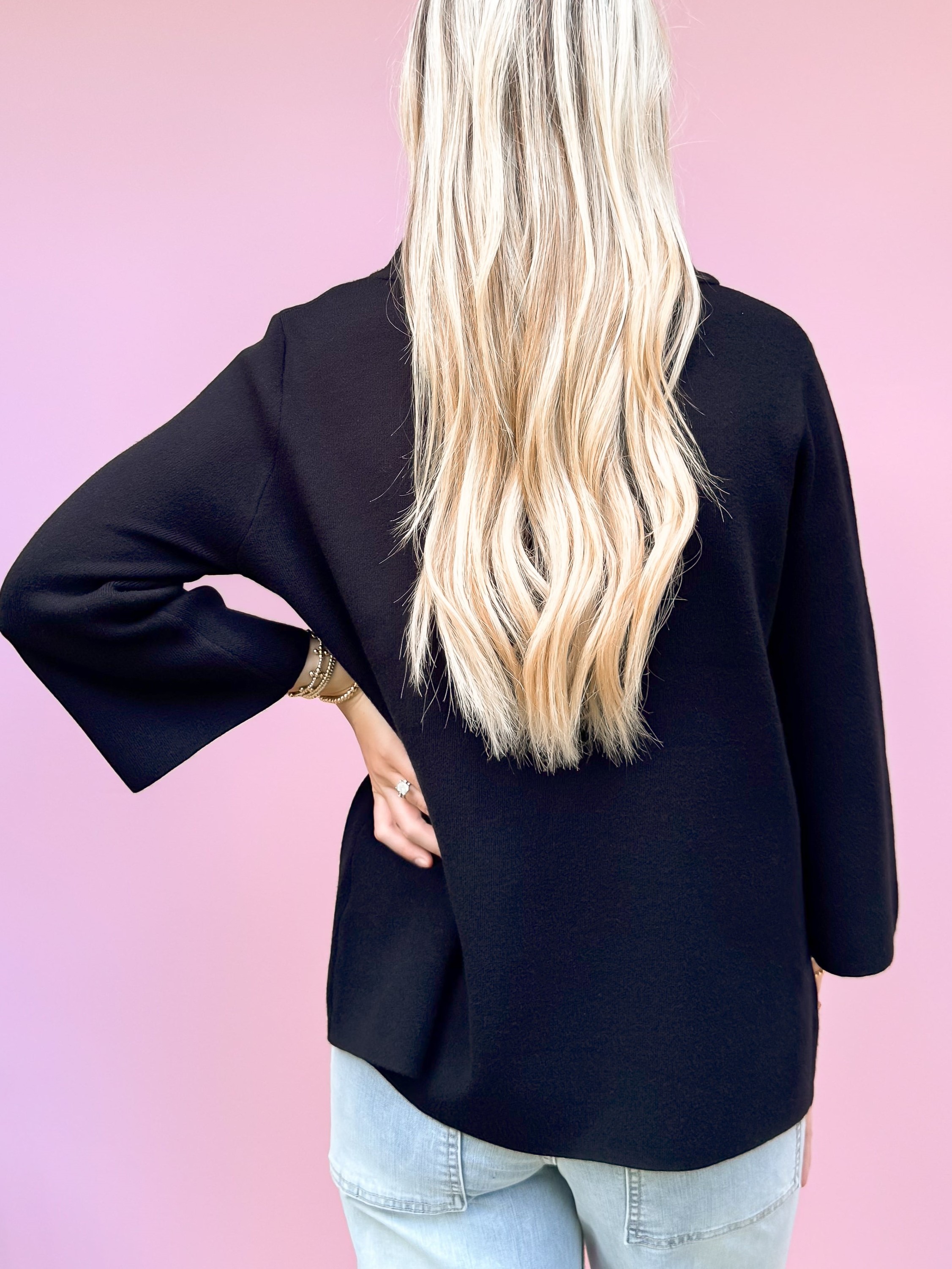 Super Soft Mock Neck Mid Sleeves Sweater