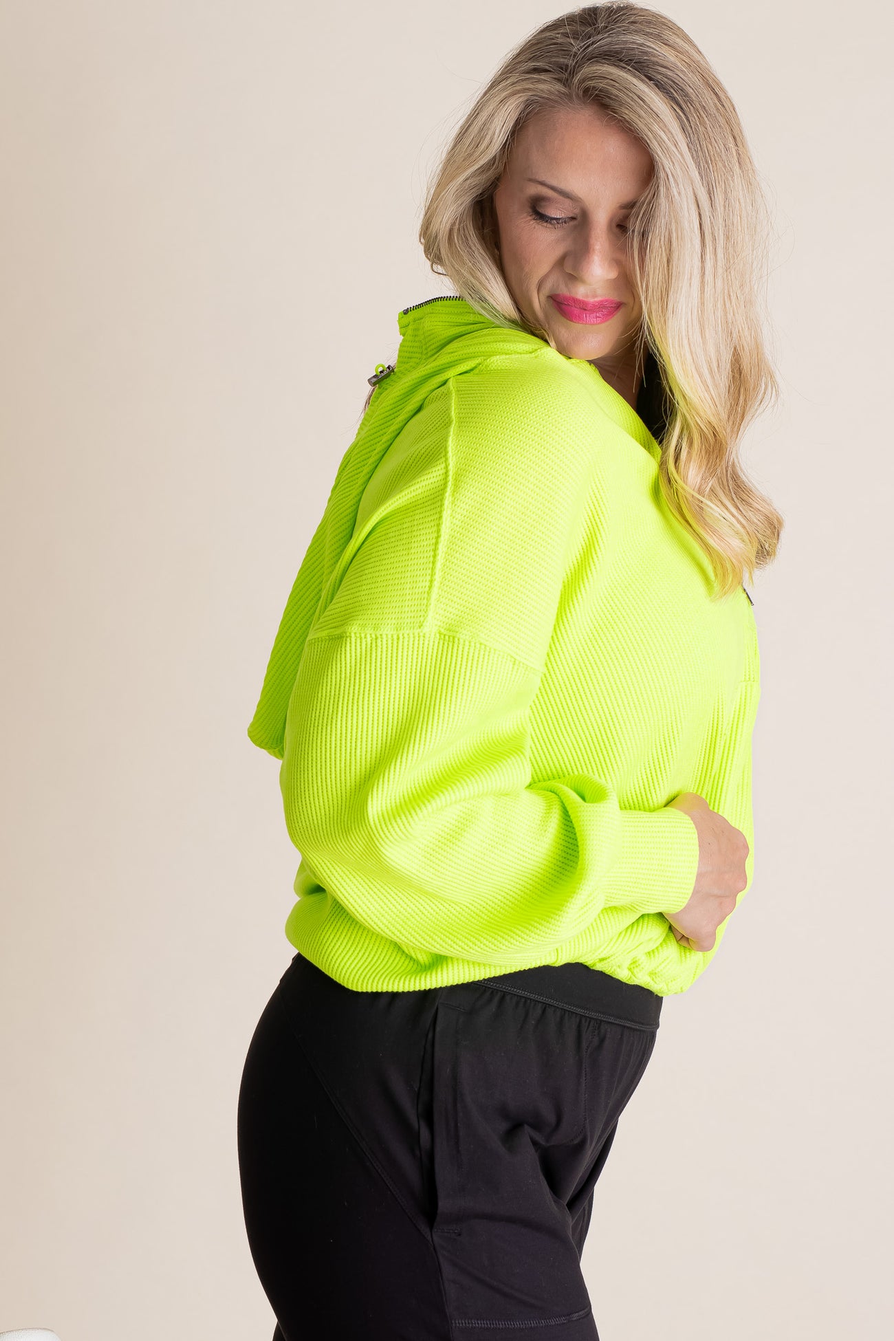 VINTAGE WASHED HALF ZIP UP HOODIE