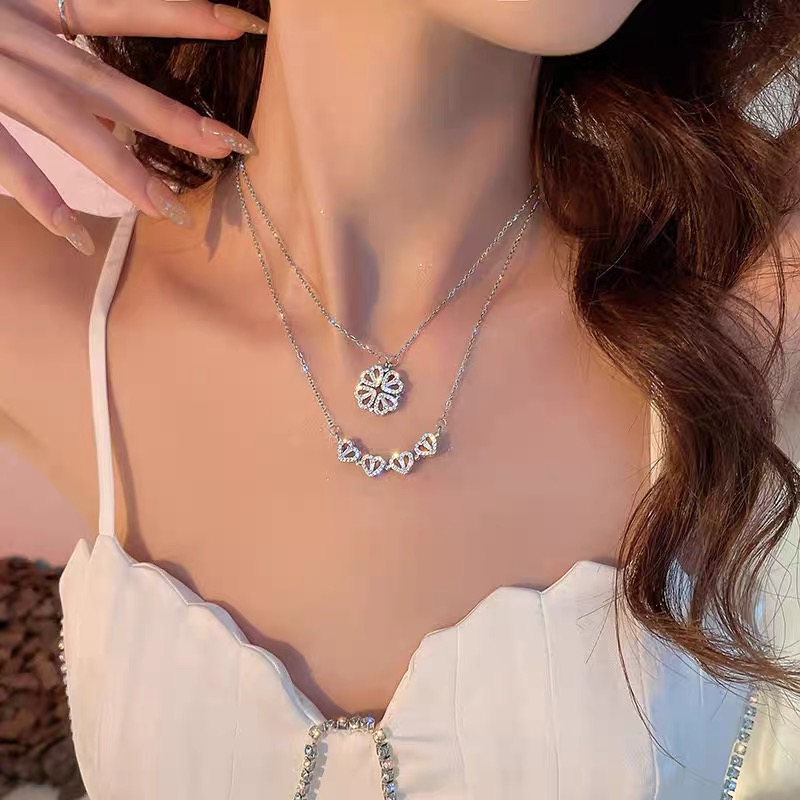 🎄Christmas Hot Sale🎁Four Leaf Heart Shape Lucky Necklace