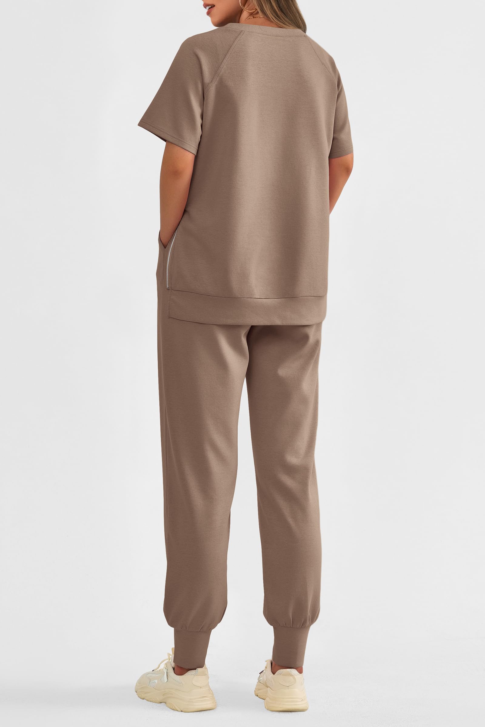 Women's Casual Short Sleeve Tops High Waisted Sweatpants Set