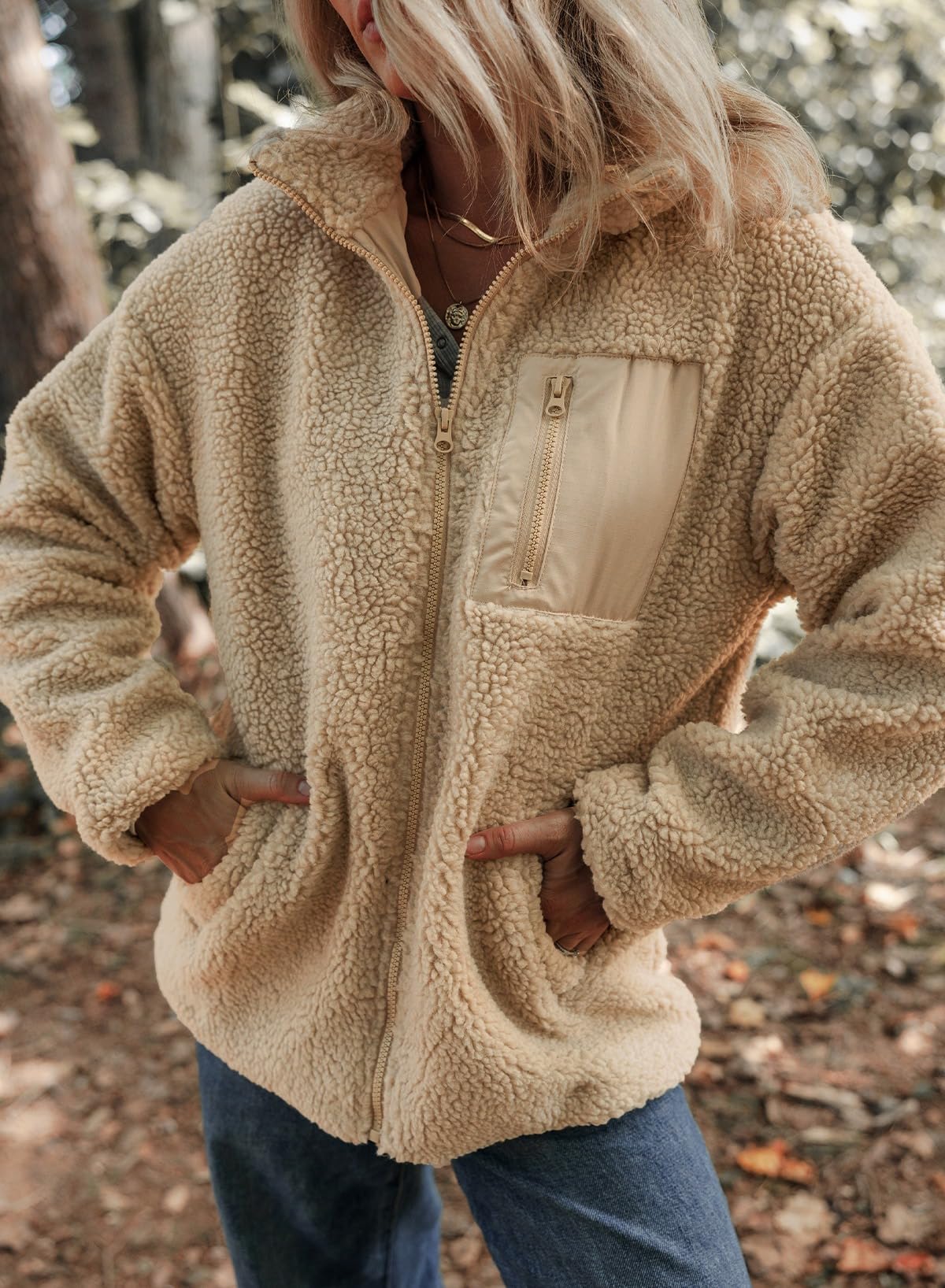 Womens Winter Trendy Full Zipper Fleece Jackets with Pockets