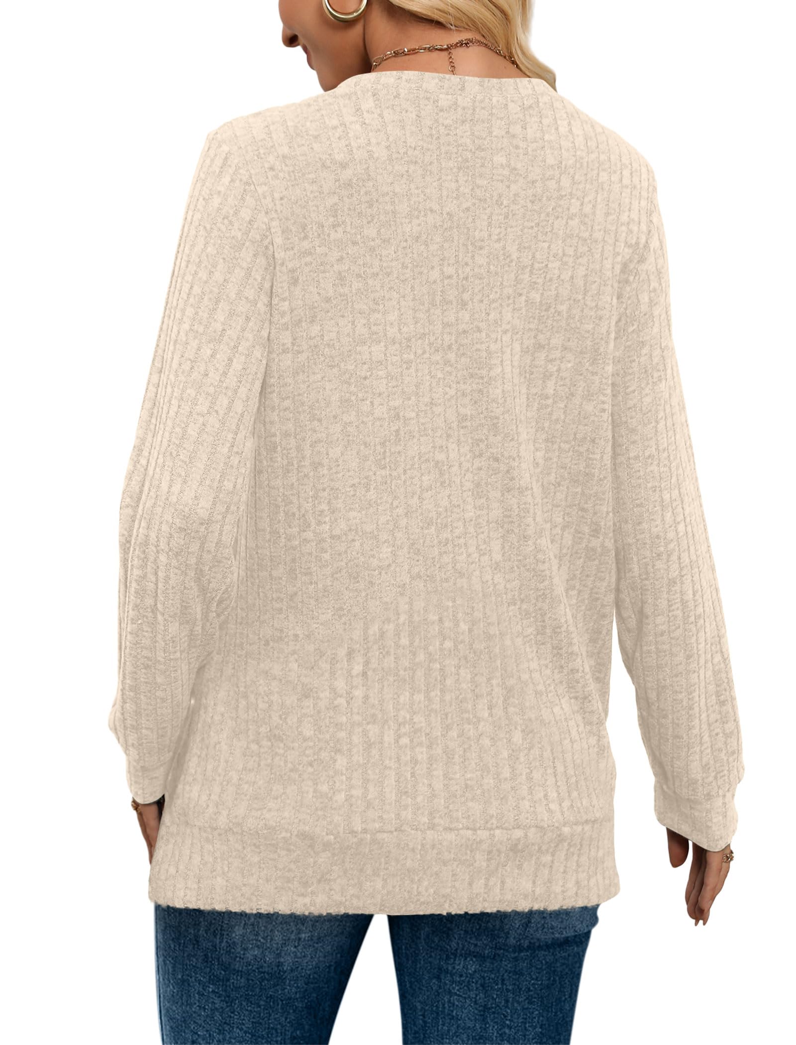 Women's Casual Fall V Neck Lightweight Tunic Sweaters 